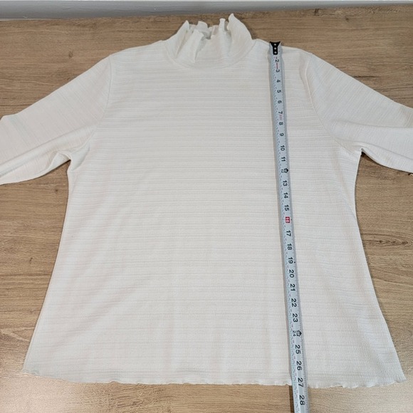 Soft Surroundings Plus Size 2X Frill Scallop Lightweight Cowl Turtleneck Top - Picture 8 of 9